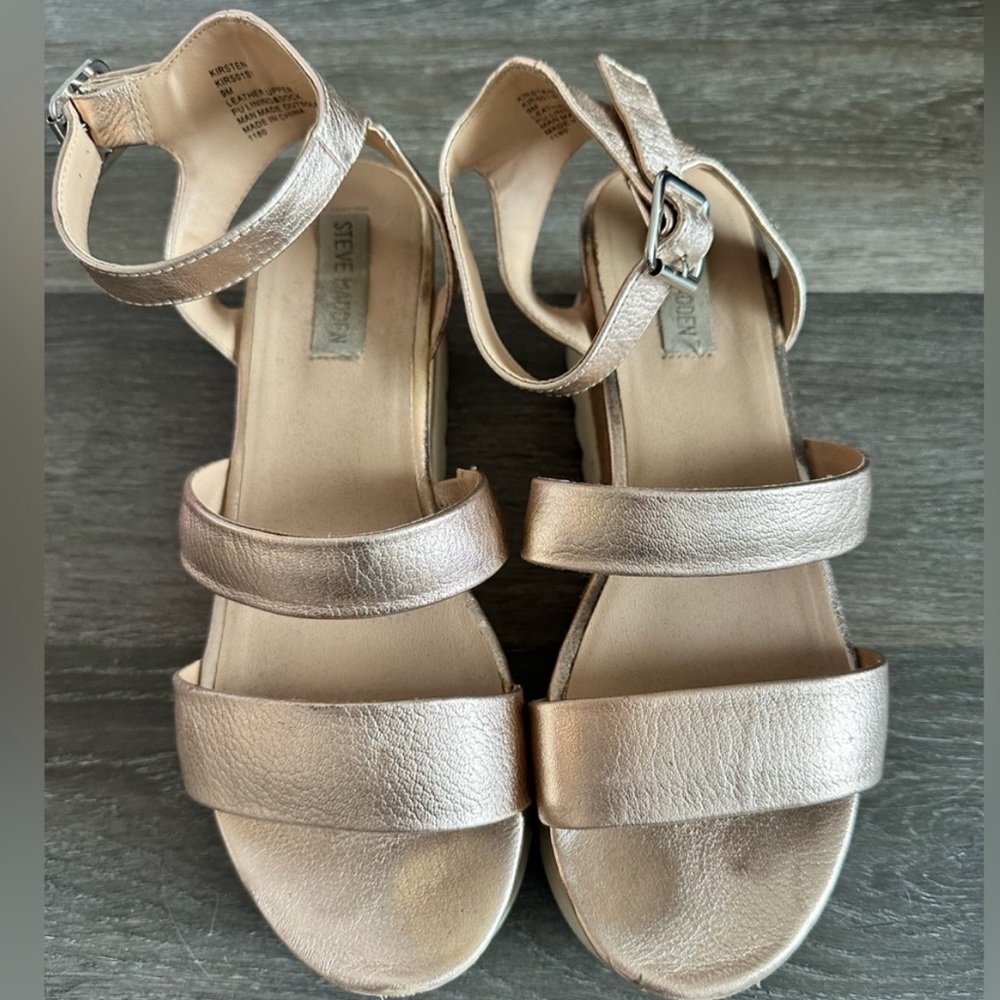 Steve Madden gold platform sandals espadrilles shoes 9